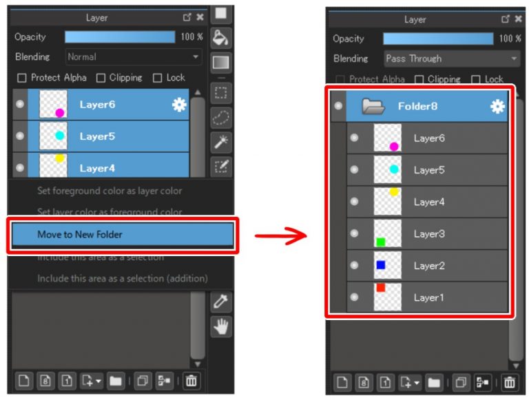 right click colordrop medibang