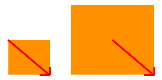 Comparación de rectángulos sin marcar 'Seleccionar desde el centro' y marcándolo