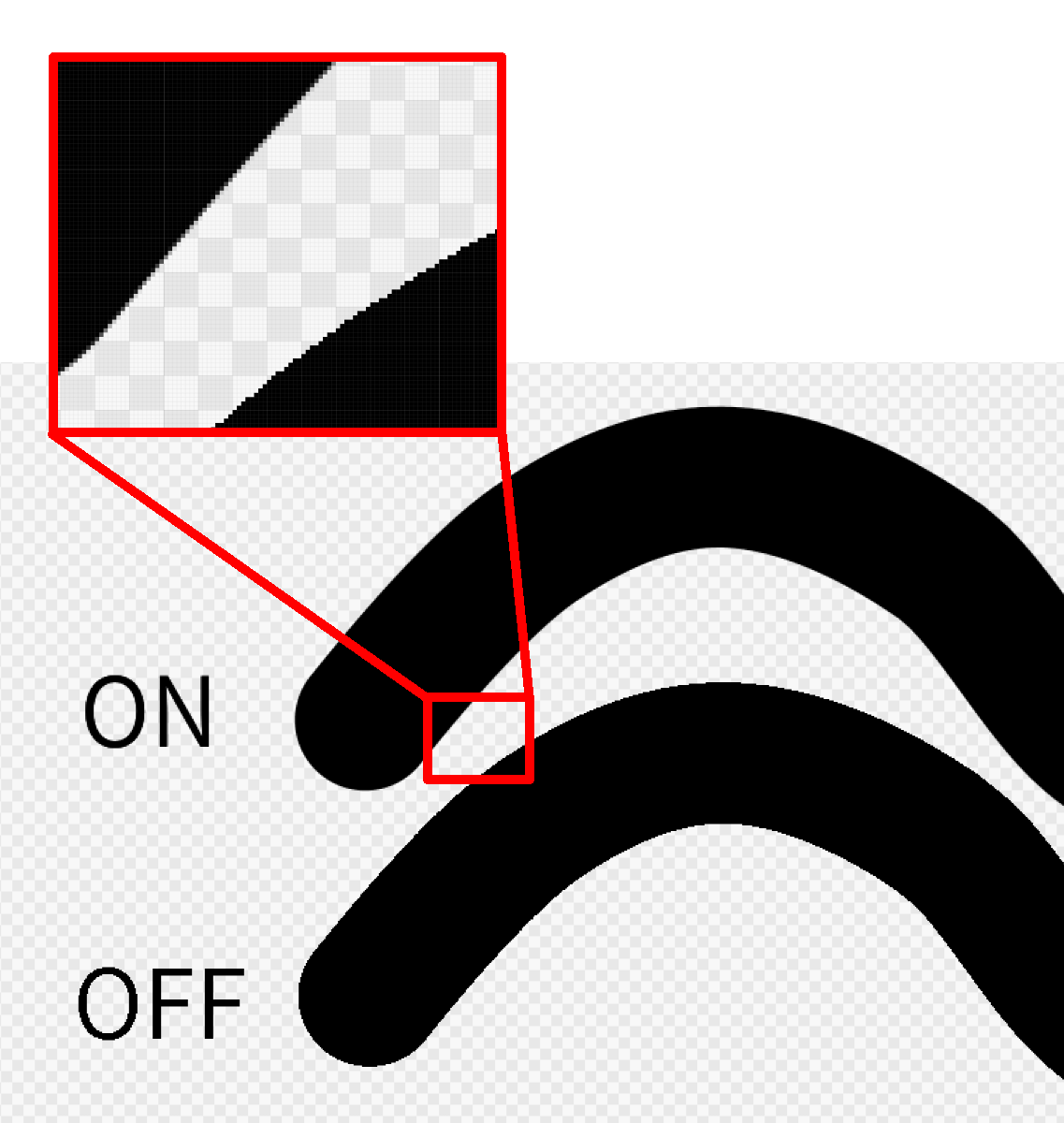Line difference due to anti-aliasing presence / absence