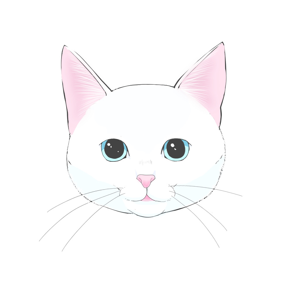 Imagen del rostro de un gato bonito fácil de dibujar. Dibujo de la cara de un gato.