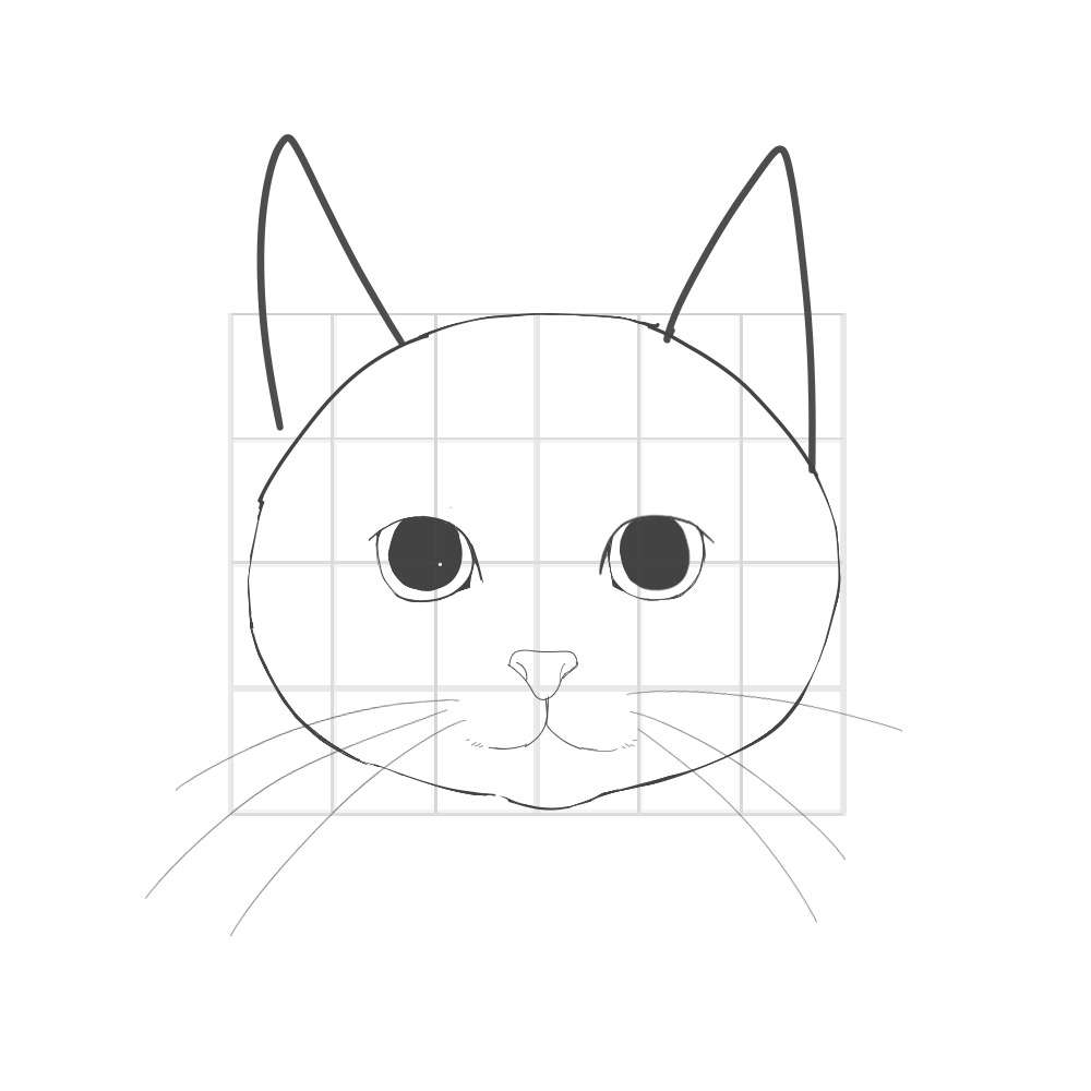 Cómo dibujar un gato (1) Cara básica | Paint - the free painting and manga creation software