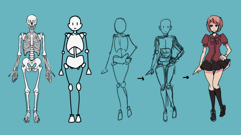 COMO DIBUJAR POSES ANIME FEMENINAS - ANATOMÍA FEMENINA 