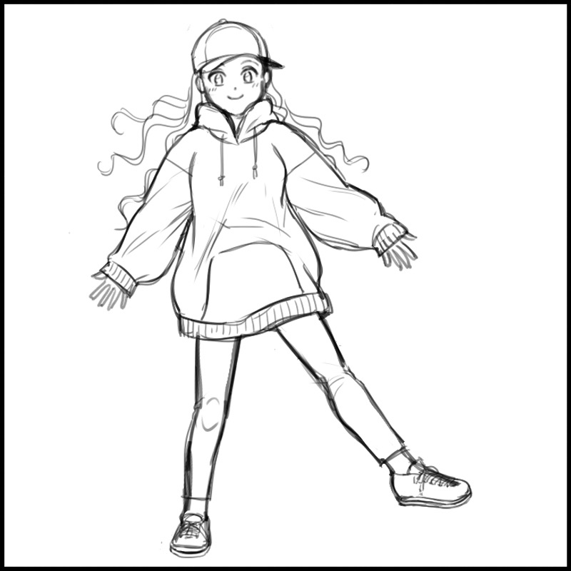 how to draw anime wearing hoodies