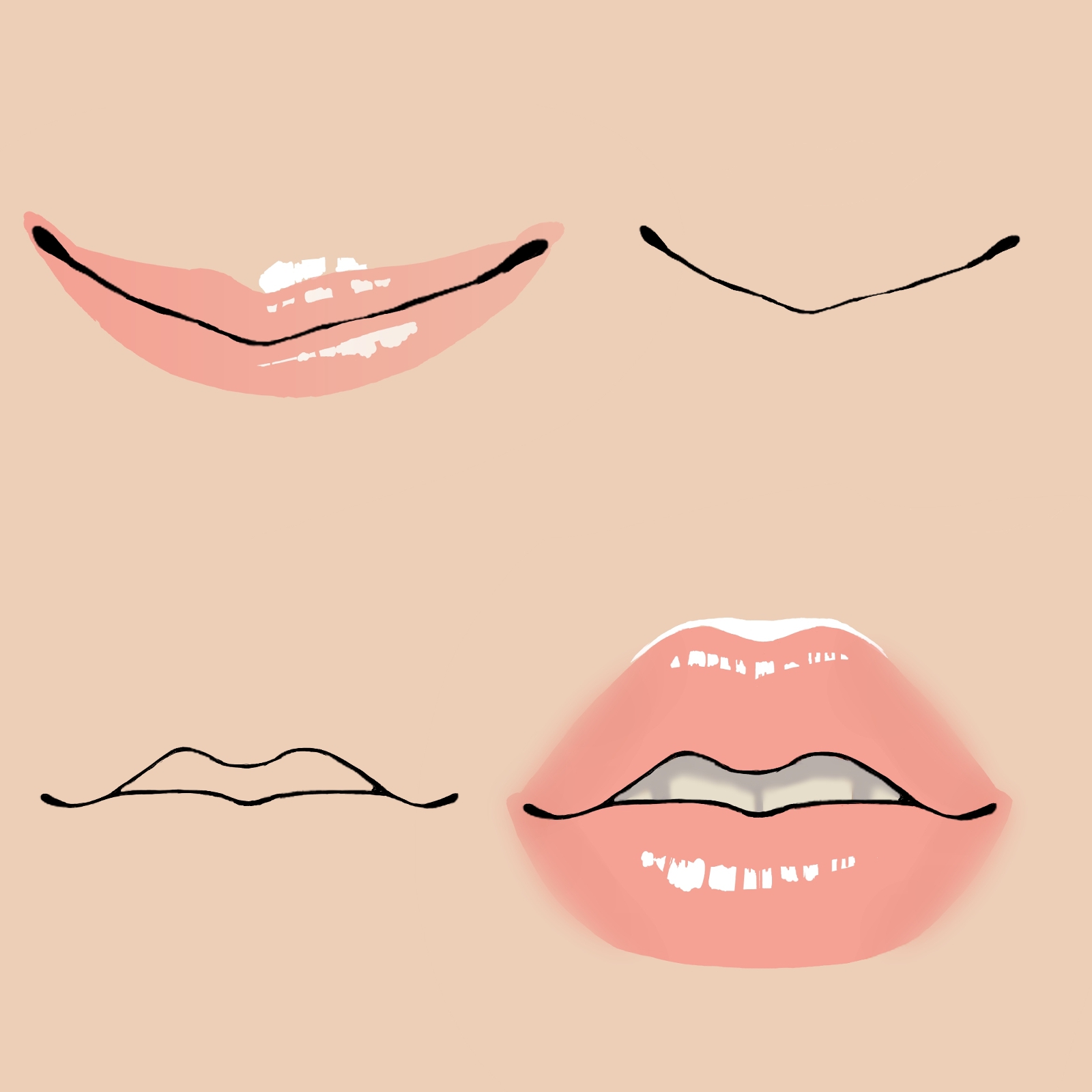 how to draw lips for beginners - easy version - YouTube