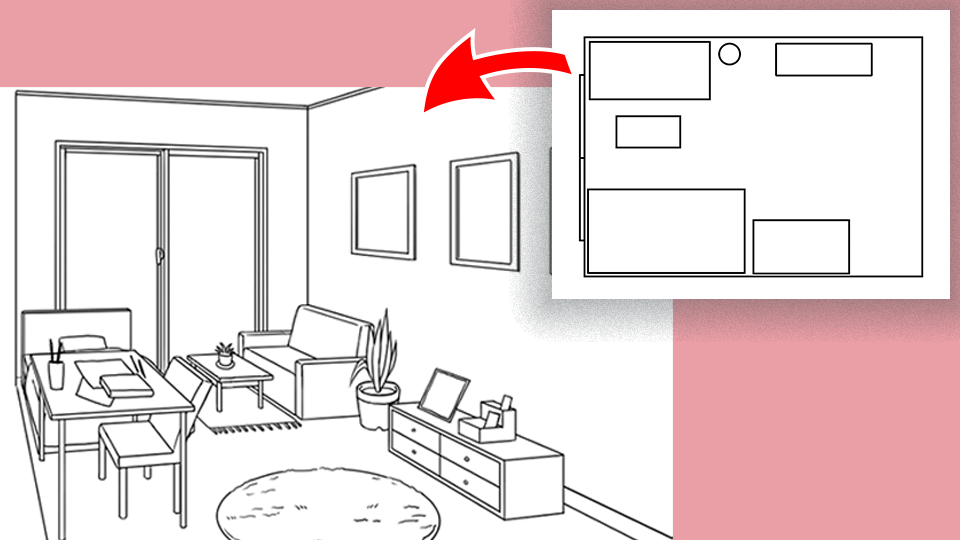 Would like feedback on the layout here. Very rough sketch. Scale 1 block =  2'x2' : r/floorplan