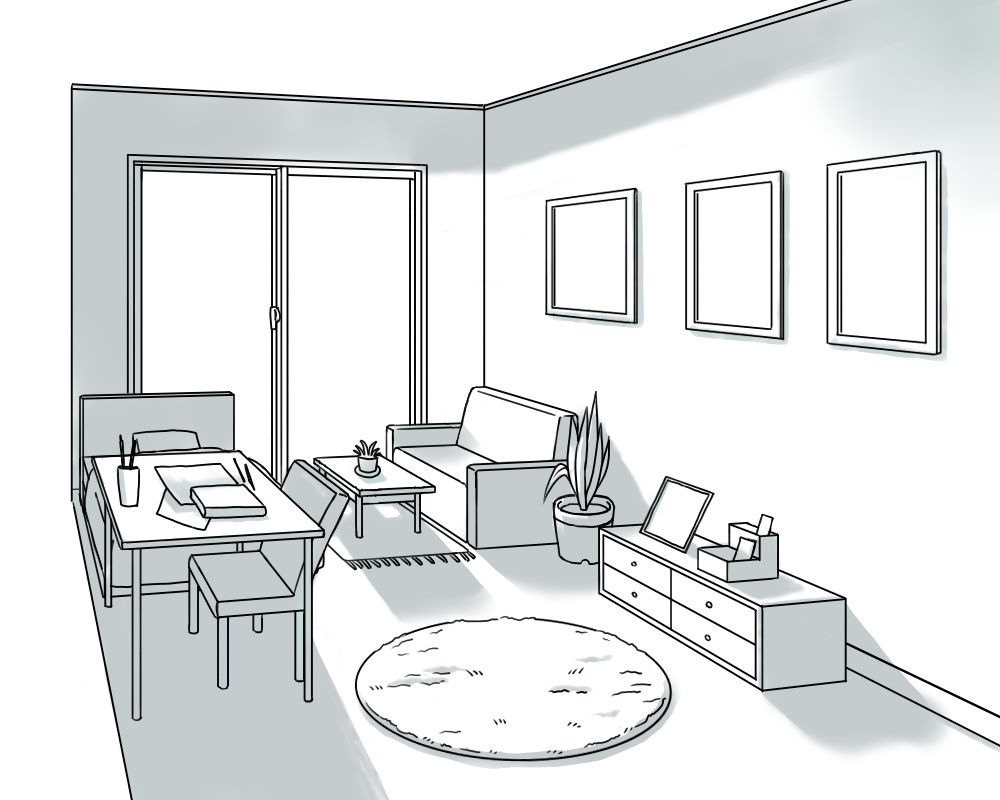 how to draw a 3d room step by step