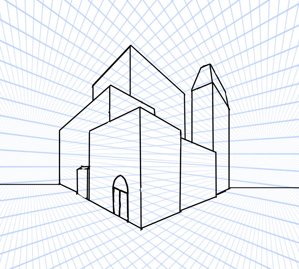 Two point perspective line drawing study art Vector Image