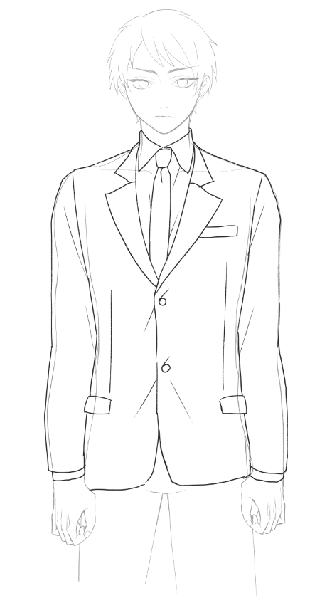 anime guy in suit drawing