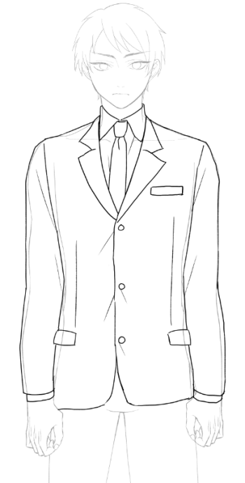 anime guy in suit drawing