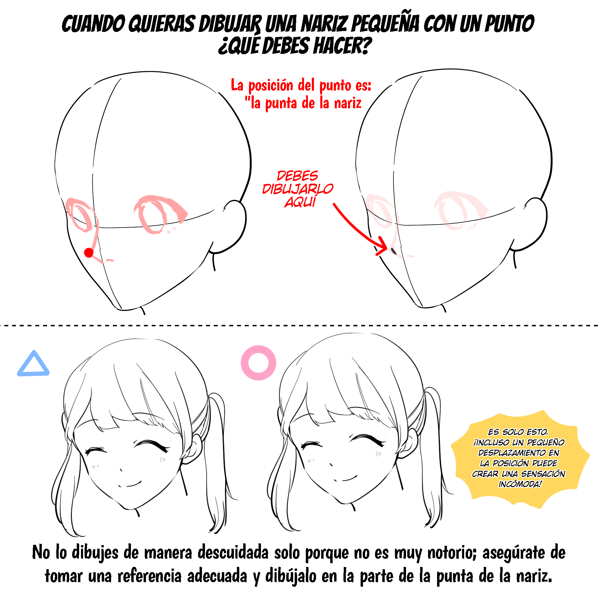 Como dibujar una nariz simple estilo anime