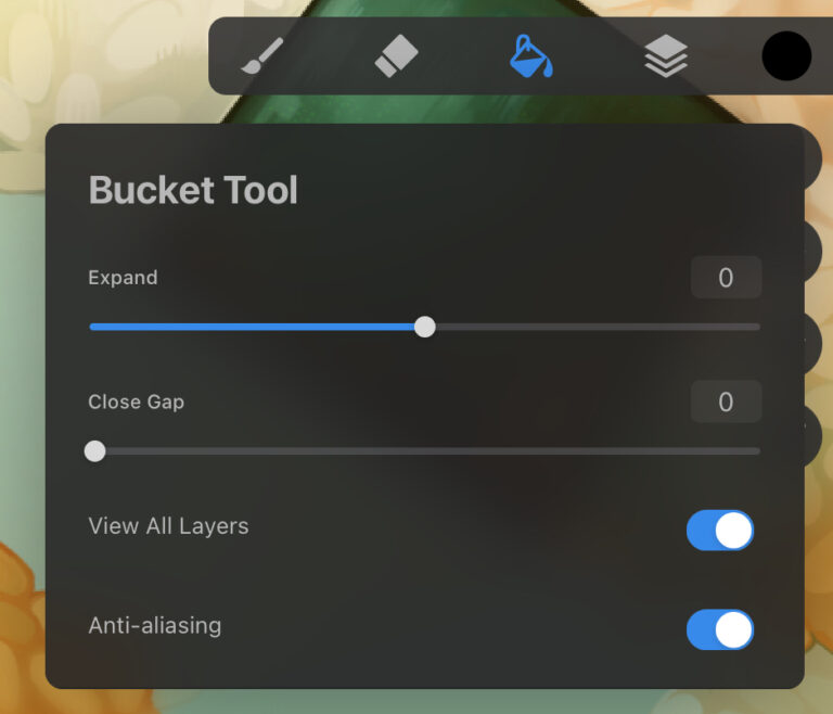 I can't fill just the selected layer using the bucket tool. FAQ
